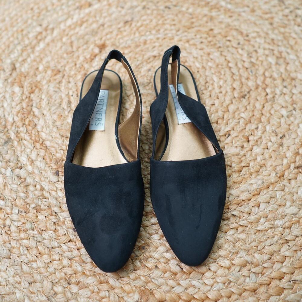 Partners Slingback Flats Black Pointed Toe 6M